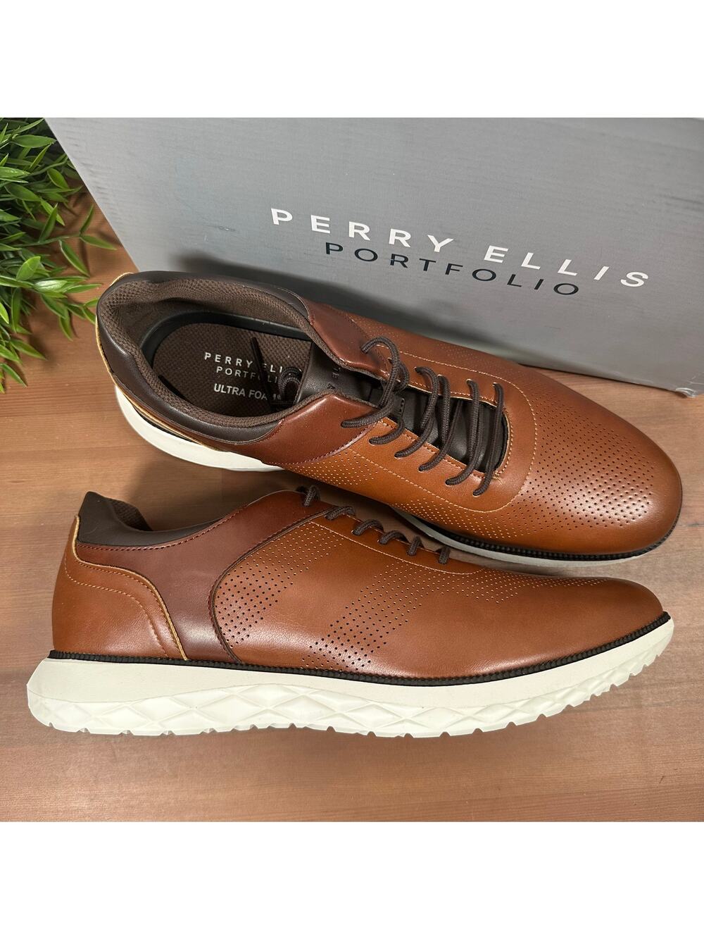 Perry Ellis Portfolio Men's Casual Brown Shoes Size‎ 8.5